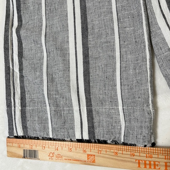 CLOTH & STONE Women Sleeveless Linen Blend Belted Cropped Jumpsuit Gray White Sm - Picture 12 of 14
